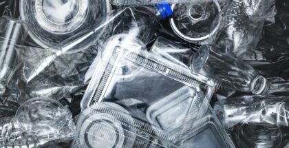 Plastic containers cleaned before recycling